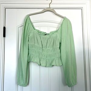 Wild Fable Ruffled Crop Top - pastel green
